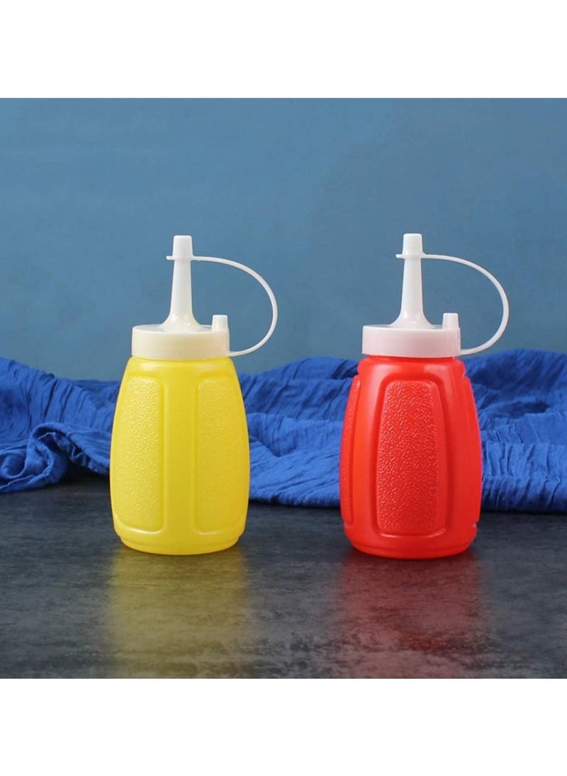 Generic - Reusable Plastic Condiment Squeeze Bottles Set - Yellow and Red, 180ml Capacity, Ideal for Ketchup, Mayonnaise, Mustard, and Tomato Sauce, Pressable Spice Container for Daily Use. - Image 1