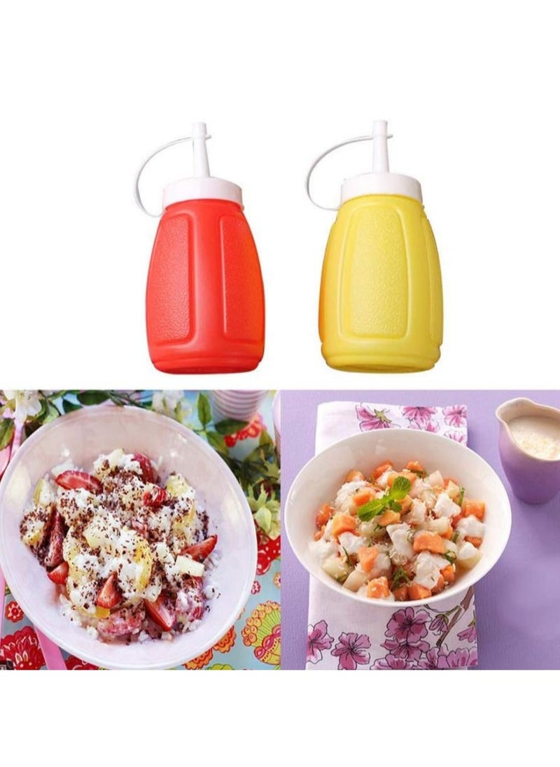 Generic - Reusable Plastic Condiment Squeeze Bottles Set - Yellow and Red, 180ml Capacity, Ideal for Ketchup, Mayonnaise, Mustard, and Tomato Sauce, Pressable Spice Container for Daily Use. - Image 1
