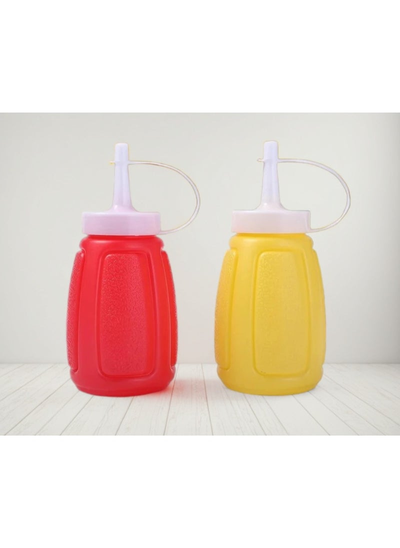 Generic - Reusable Plastic Condiment Squeeze Bottles Set - Yellow and Red, 180ml Capacity, Ideal for Ketchup, Mayonnaise, Mustard, and Tomato Sauce, Pressable Spice Container for Daily Use. - Image 1