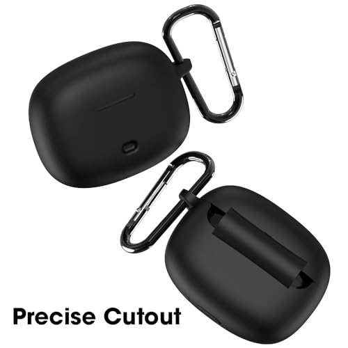 Sounce Earphone Case Cover Compatible for Boat Nirvana Ion, Soft Silicone Skin Case Cover Shock-Absorbing Protective Case with Keychain [Front LED Visible](Black) - Image 2