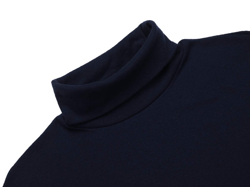 Poriff Men's Classic Fit Solid Color Cotton Tops Long Sleeve Turtleneck Pullover Basic Sweater Navy Blue S - Image 4