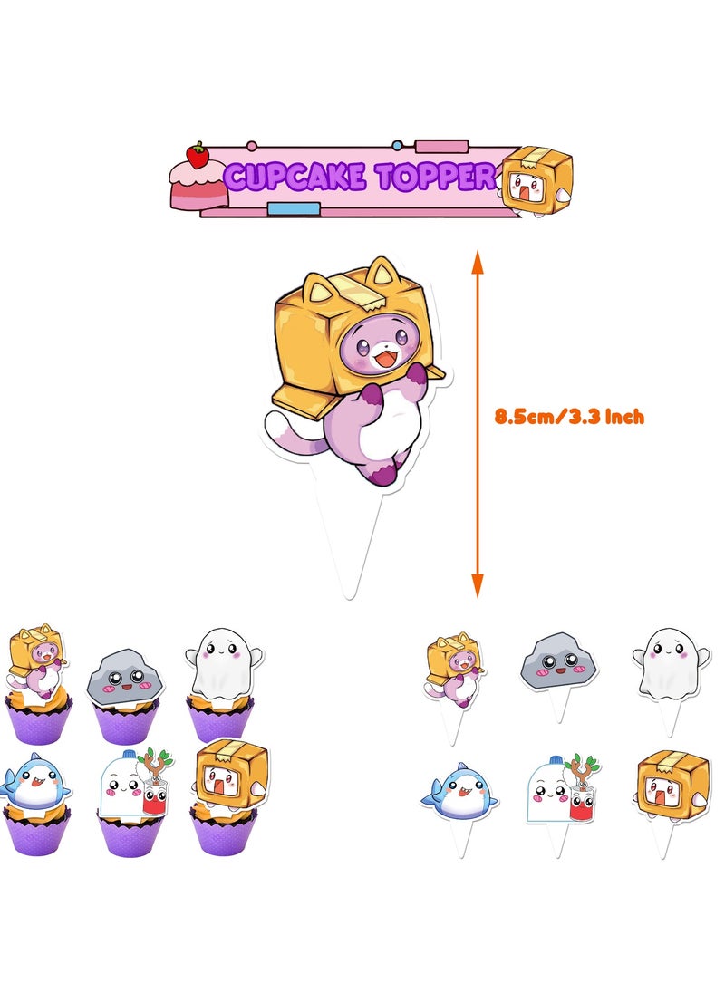 Generic Carton villain theme birthday party decoration lankybox birthday flag cake card balloon party spiral  - Image 5