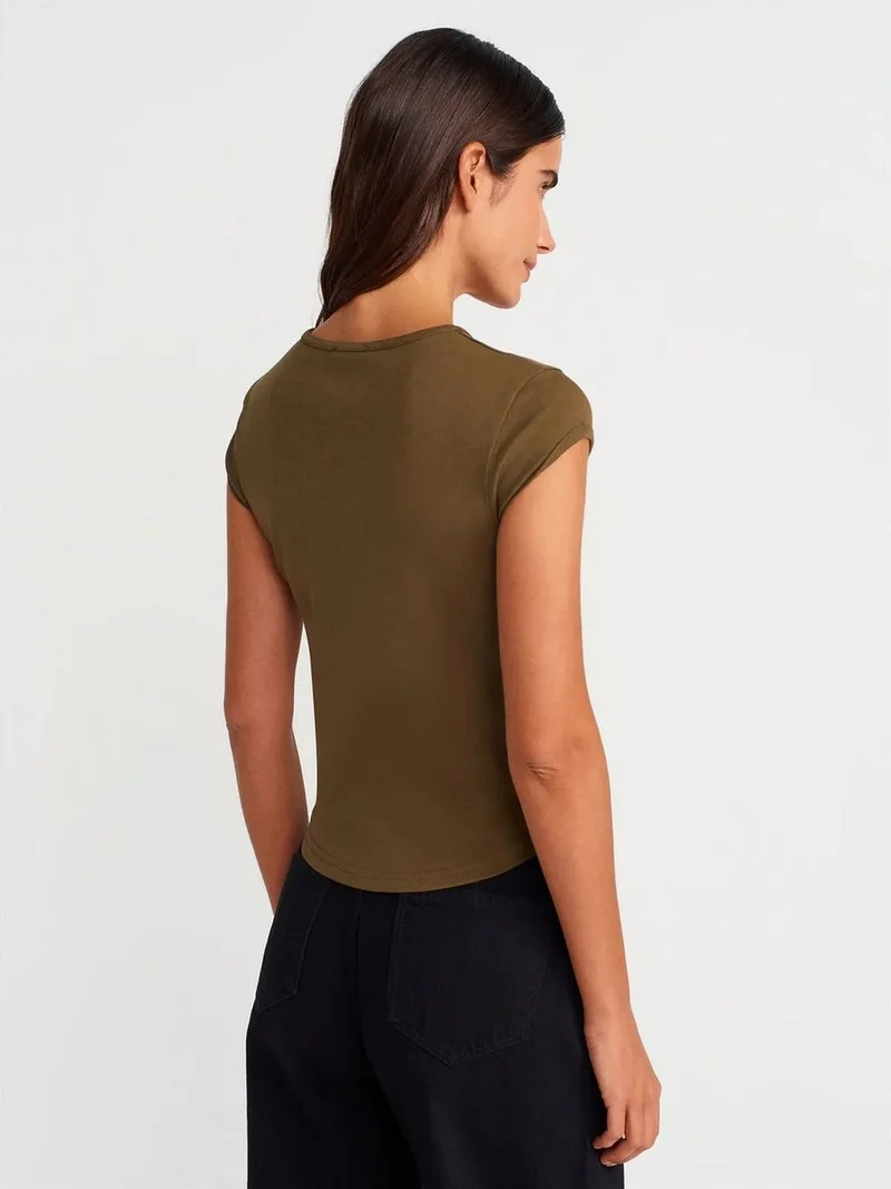 ديلفين Dilvin Women's Slim Fit Cotton Crew Neck T-Shirt