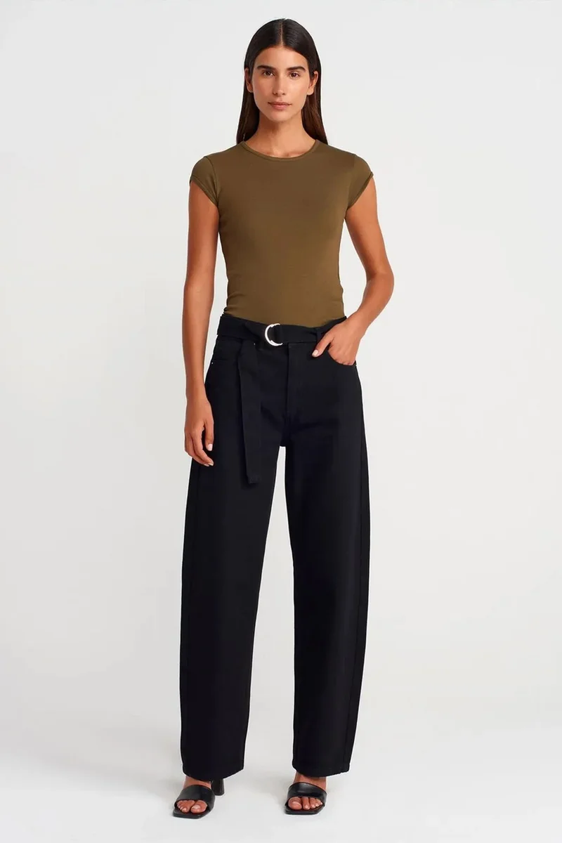 Dilvin Khaki Green DILVIN Women's Slim Fit Cotton Crew Neck T-Shirt for Women | Best Price UAE