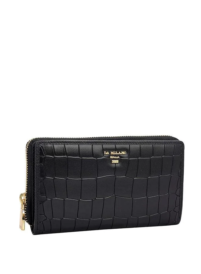 Da Milano Genuine Leather Black Ladies Wallet