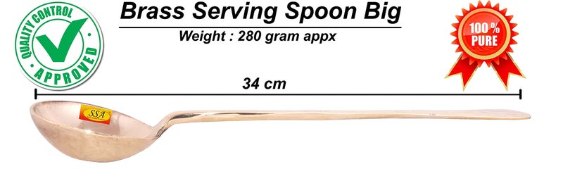 Shiv Shakti Arts® Pure Brass Plane Premium Spoon Big - 13" Inch | Donga Spoon | Ladle - for Dinnerware Serving & Cooking Purpose - 1 Piece. - Image 2