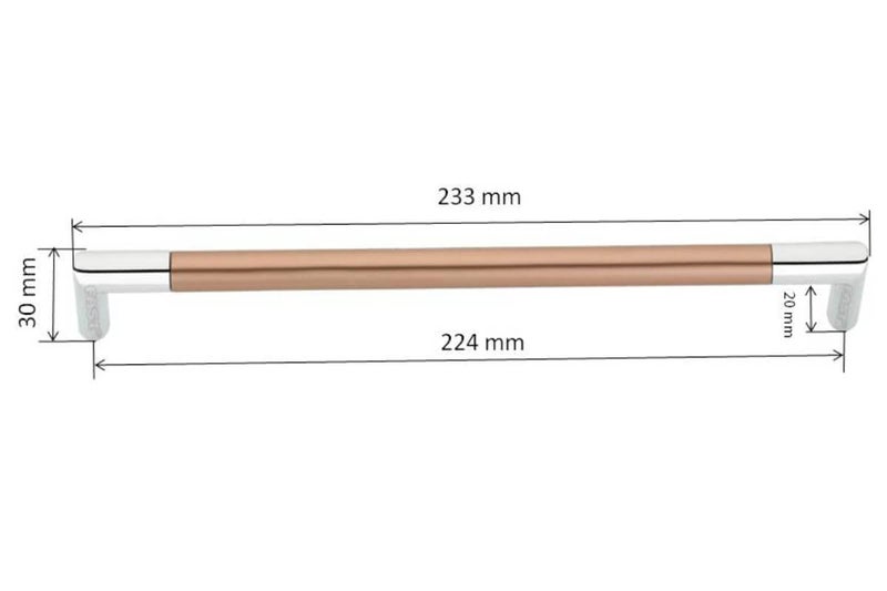 FAST FAST CP03RB Guaranteed Rose Brown Chrome Plated Finish Modular Kitchen Drawer and Wardrobe Door Furniture Cabinet Pull Handles 224 MM 2PCS  - Image 2