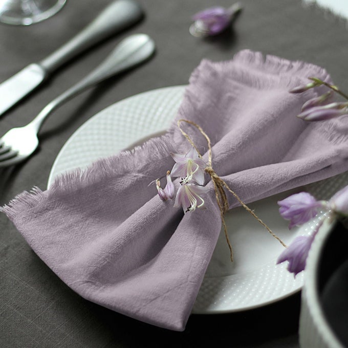 HANDMADE CLOTH NAPKINS 100 COTTON NAPKINS WITH FRINGEDELICATE HANDMADE CLOTH NAPKINS FOR DINNERS PARTIES WEDDINGS AND MORE18 X 18 INCH SET OF 6 LAVENDER