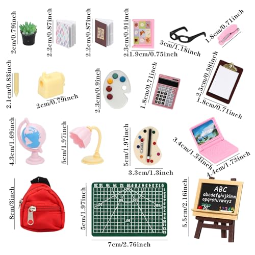 SOTOGO 34 Pieces Doll House School Supplies Mini School Accessories Dollhouse Toy Home Miniature Model DIY Doll Accessories - Image 2