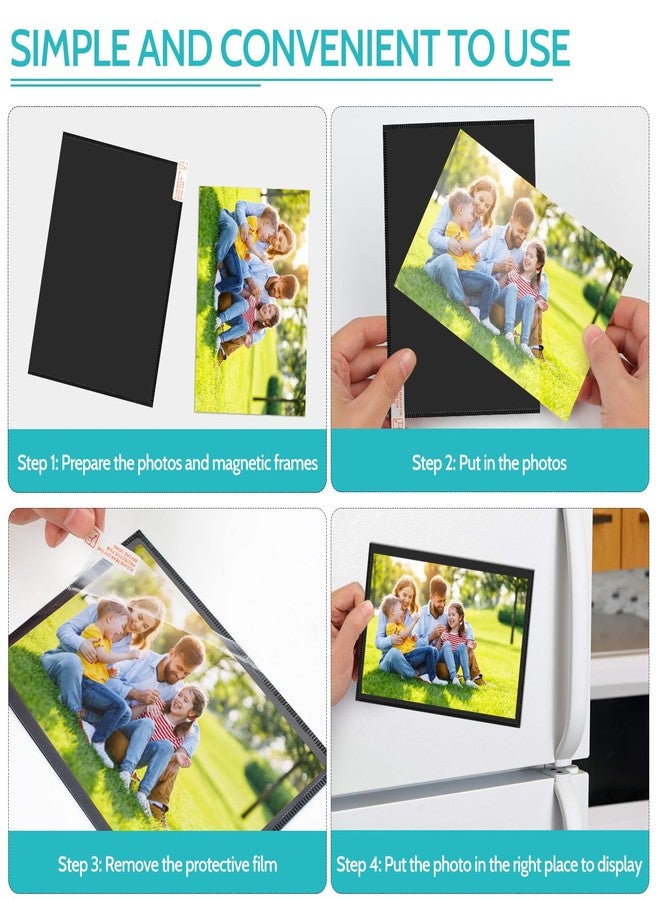 vivinin 12 Pack Magnetic Picture Frame, Magnetic Frame with Black Border, Magnetic Photo Frames for Refrigerator 4x6” Reusable, Refrigerator Magnets for Pictures Perfect Display Frame - Image 3