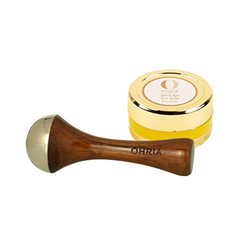 OHRIA Ayurveda Kansa Foot Wand & Amrit Ras Foot Balm Combo | Ayurvedic Foot Massage Tool with Healing Kansa Metal & Herbal Foot Balm | Relieves Stress, Softens Cracked Heels & Promotes Relaxation - Image 1
