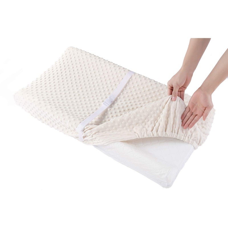 QUENESS Baby Changing Pad Cover, Super Soft Plush Dot Diaper Changing Table Covers for Baby Girls and Boys, Ultra Comfortable, Safe for Babies, Fit 32"/34'' x 16" Pad (Beige) - Image 5