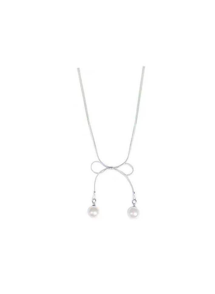 Goolsky Elegant Pearl Bow Pendant Necklace – Dainty Choker for Women | Minimalist & Chic Gift  - Image 2