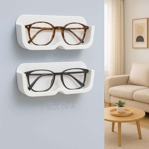 ASHMEN Sunglass Holder Wall Mounted Glasses Storage | Plastic Eyeglasses Stand Eyewear Display, Home Decor | Modern Sunglass Holder for Wall Hanging Eyewear Wall Organizer Eyewear (Pack of 2) - Image 2