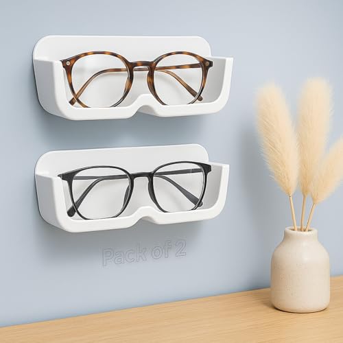 ASHMEN Sunglass Holder Wall Mounted Glasses Storage | Plastic Eyeglasses Stand Eyewear Display, Home Decor | Modern Sunglass Holder for Wall Hanging Eyewear Wall Organizer Eyewear (Pack of 2) - Image 1