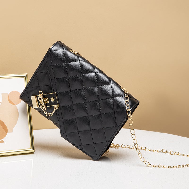 Fashion Embroidered Diamond Lattice Chain Small Square Bag 2023 New Lock Mobile Phone Makeup Women'S Bag - Image 4