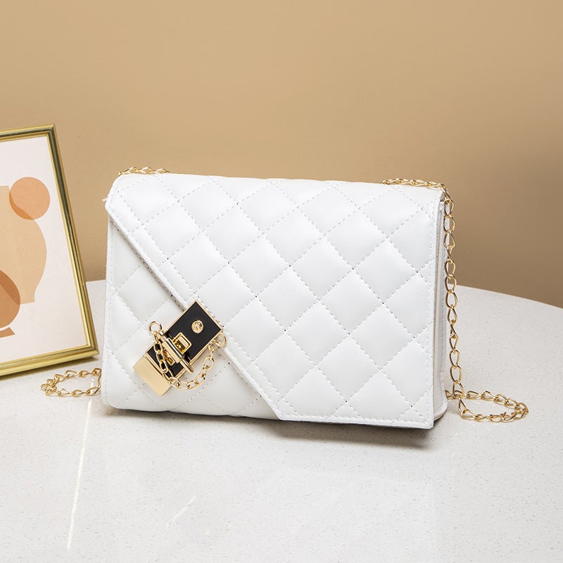 Fashion Embroidered Diamond Lattice Chain Small Square Bag 2023 New Lock Mobile Phone Makeup Women'S Bag - Image 1