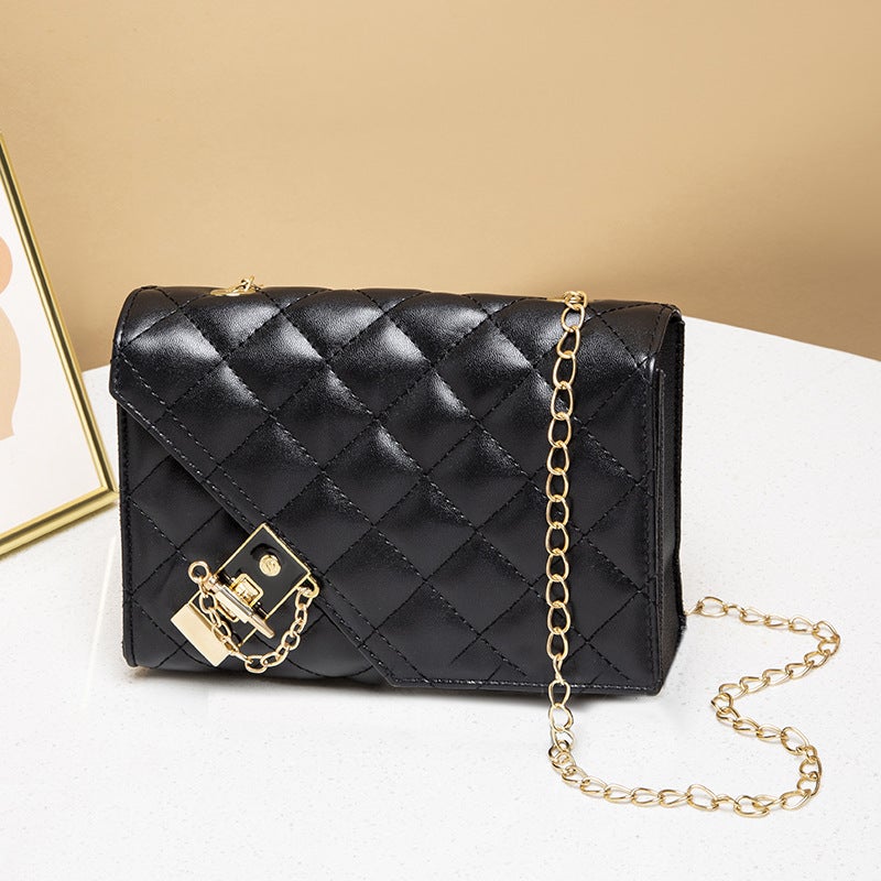 Fashion Embroidered Diamond Lattice Chain Small Square Bag 2023 New Lock Mobile Phone Makeup Women'S Bag - Image 3