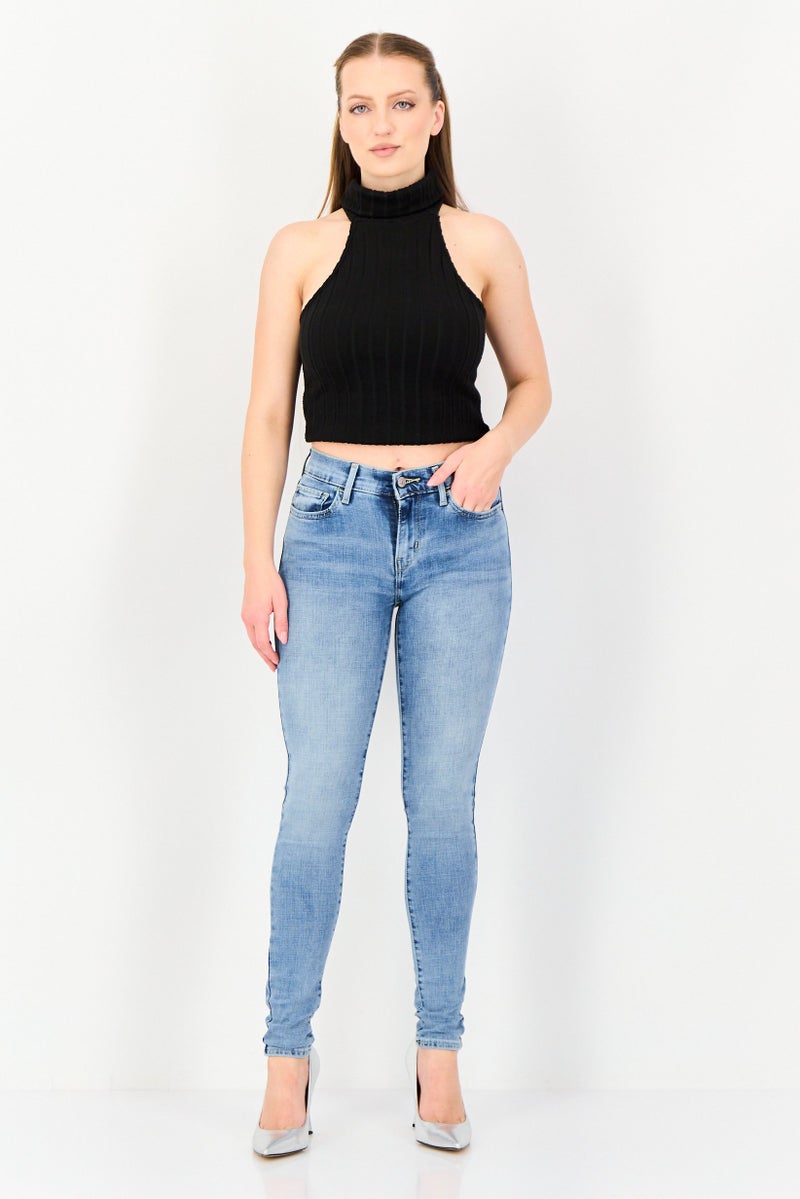 Levi's Women Slim Fit Washed Stretchable Skinny Jeans, Light Blue - Image 3