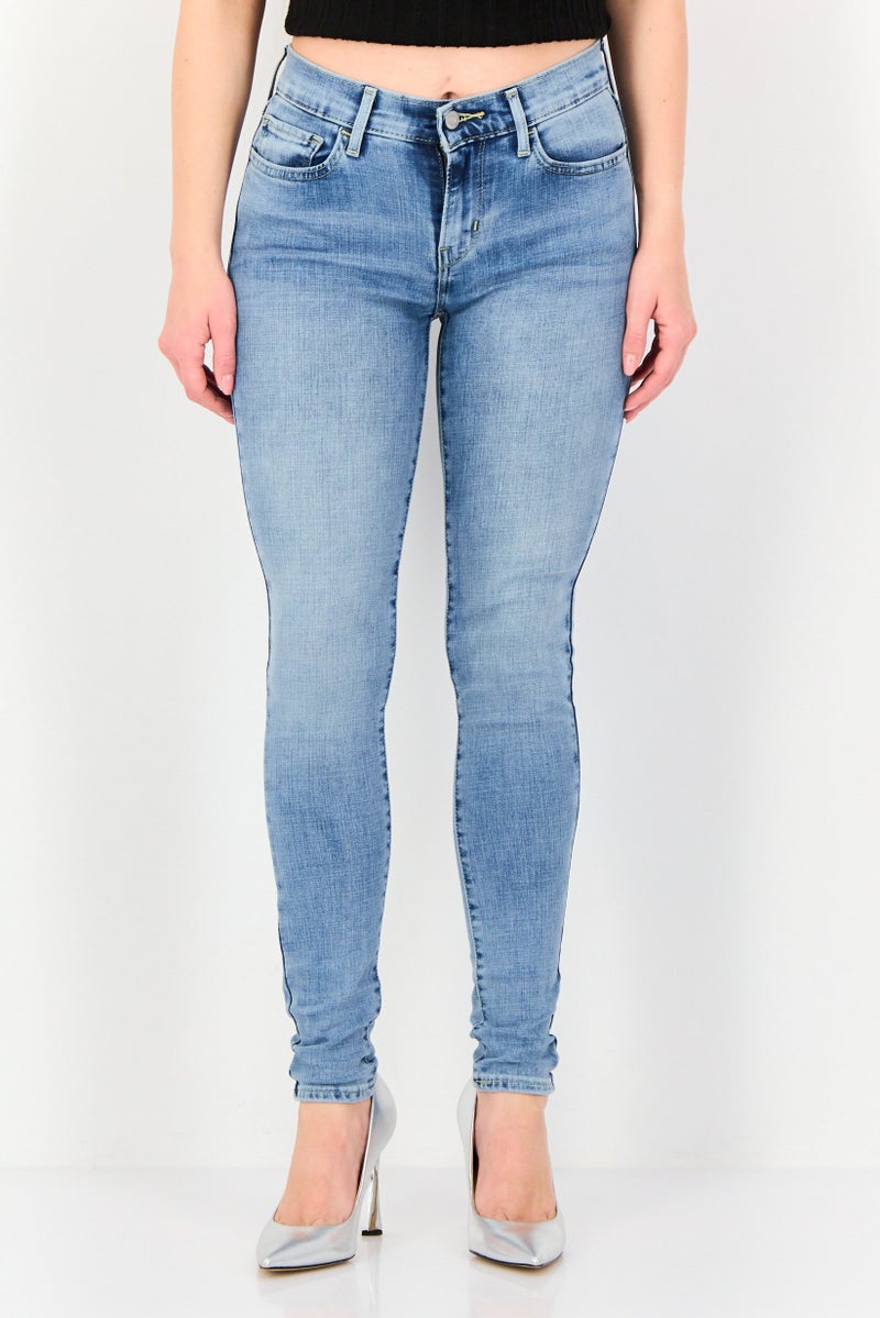 Levi's Women Slim Fit Washed Stretchable Skinny Jeans, Light Blue - Image 1