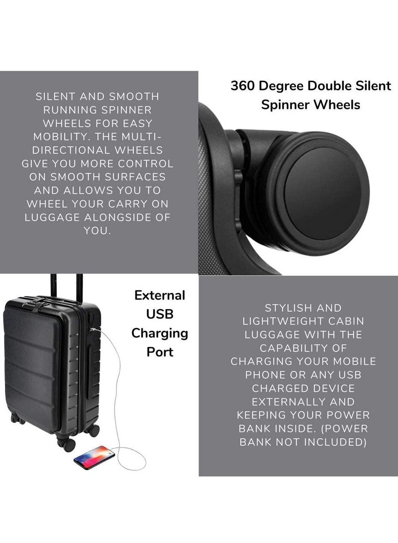 SANTHOME Hard Shell Lightweight Trolley Luggage Bag with External USB Charging - Image 3