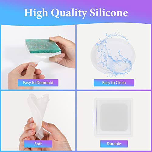 KISREL Resin Molds Kit 12PCS, Epoxy Resin Silicone Molds, Resin Mold Including Cube, Pen Container, Pyramid, Tray, Love, Round, Square, Ball, Flowerpot, Cuboid, Crystal - Image 3