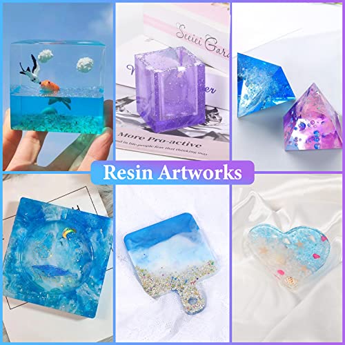 KISREL Resin Molds Kit 12PCS, Epoxy Resin Silicone Molds, Resin Mold Including Cube, Pen Container, Pyramid, Tray, Love, Round, Square, Ball, Flowerpot, Cuboid, Crystal - Image 4