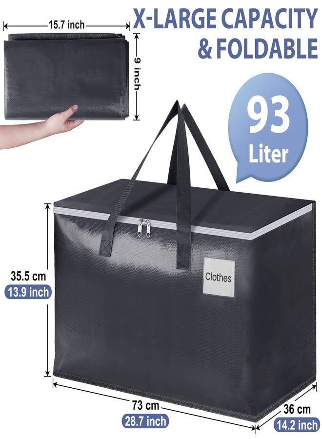 StorageRight Heavy Duty Moving Boxes-Moving Bags with Zipper, Reinforced Handles and Tag Pocket-Collapsible Moving Supplies-Totes for Storage Great for Moving, Storage and Travel 93L(Grey-10 Pack) - Image 2