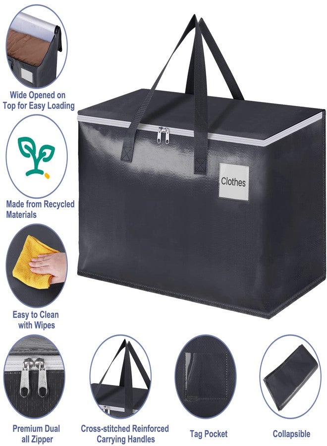 StorageRight Heavy Duty Moving Boxes-Moving Bags with Zipper, Reinforced Handles and Tag Pocket-Collapsible Moving Supplies-Totes for Storage Great for Moving, Storage and Travel 93L(Grey-10 Pack) - Image 3