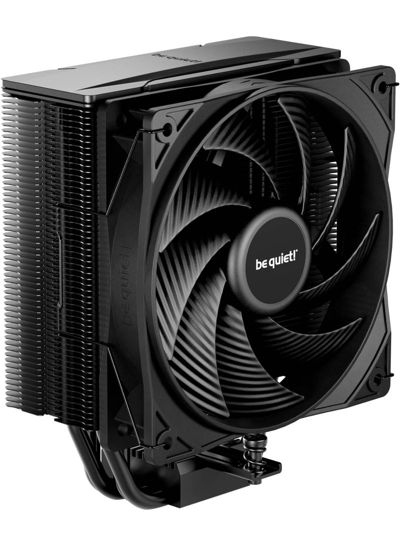 بي كوايت! مبرد هواء وحدة المعالجة المركزية Pure Rock 3 أسود، 190 واط TDP، مروحة صامتة 120 مم PWM (حتى 31.2 ديسيبل)، 4 أنابيب حرارية × 6 مم، خلوص ذاكرة وصول عشوائي (RAM) عالي، تصميم من الألومنيوم الأسود بالكامل، متوافق مع Intel و AMD، ارتفاع 154 مم | BK039 - Image 2
