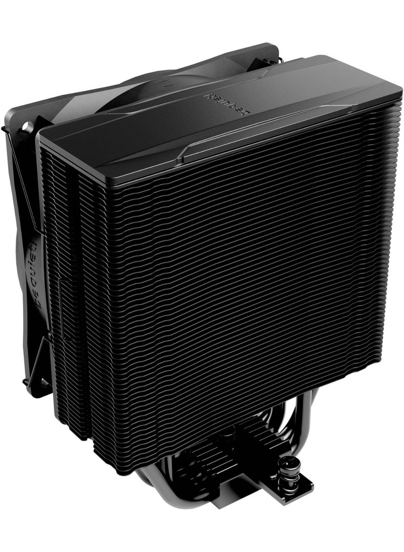 بي كوايت! مبرد هواء وحدة المعالجة المركزية Pure Rock 3 أسود، 190 واط TDP، مروحة صامتة 120 مم PWM (حتى 31.2 ديسيبل)، 4 أنابيب حرارية × 6 مم، خلوص ذاكرة وصول عشوائي (RAM) عالي، تصميم من الألومنيوم الأسود بالكامل، متوافق مع Intel و AMD، ارتفاع 154 مم | BK039 - Image 3