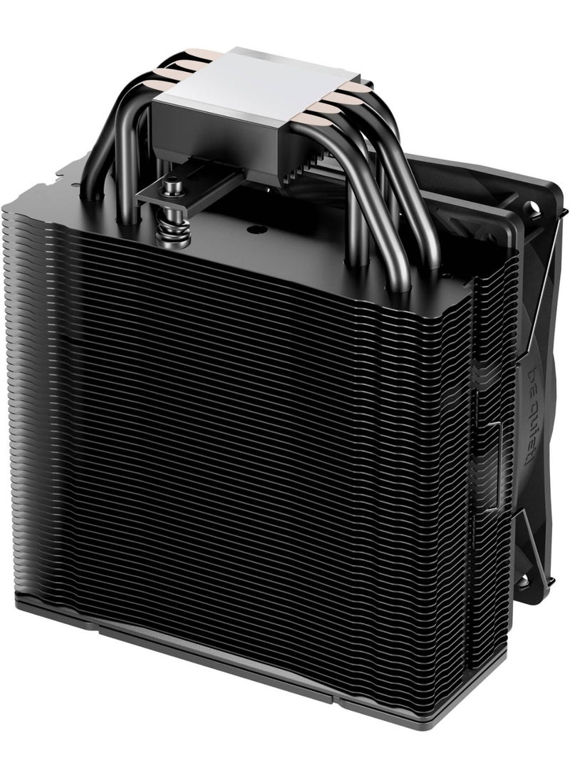 بي كوايت! مبرد هواء وحدة المعالجة المركزية Pure Rock 3 أسود، 190 واط TDP، مروحة صامتة 120 مم PWM (حتى 31.2 ديسيبل)، 4 أنابيب حرارية × 6 مم، خلوص ذاكرة وصول عشوائي (RAM) عالي، تصميم من الألومنيوم الأسود بالكامل، متوافق مع Intel و AMD، ارتفاع 154 مم | BK039 - Image 4