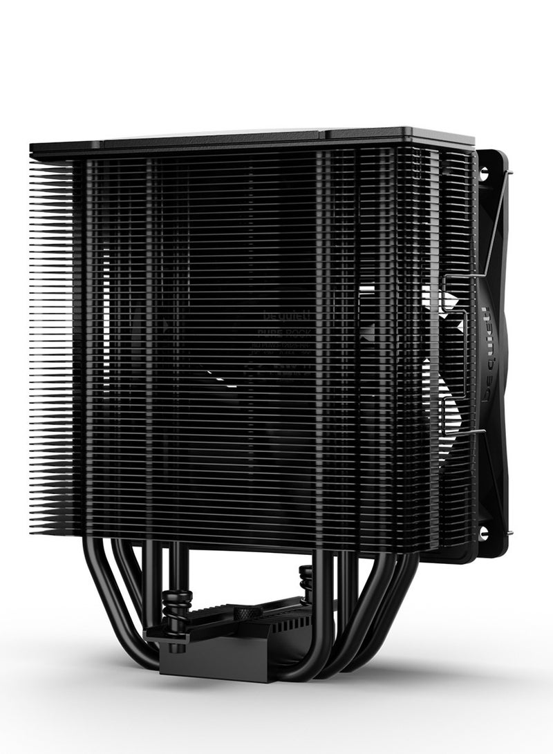 بي كوايت! مبرد هواء وحدة المعالجة المركزية Pure Rock 3 أسود، 190 واط TDP، مروحة صامتة 120 مم PWM (حتى 31.2 ديسيبل)، 4 أنابيب حرارية × 6 مم، خلوص ذاكرة وصول عشوائي (RAM) عالي، تصميم من الألومنيوم الأسود بالكامل، متوافق مع Intel و AMD، ارتفاع 154 مم | BK039 - Image 5