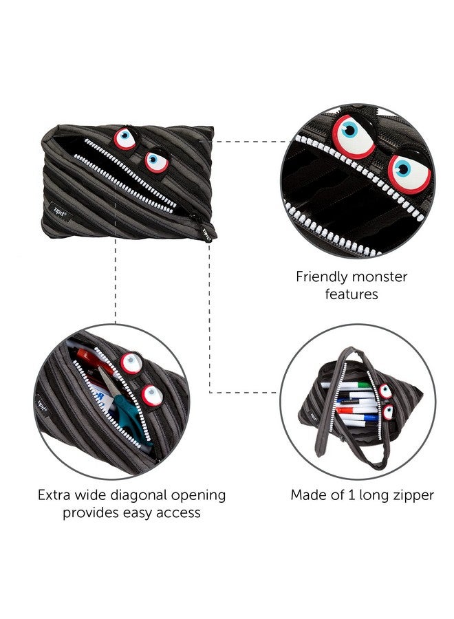 ZIPIT Wildlings Large Pencil Case for Kids | Pencil Pouch for School, College and Office | Pencil Bag for Boys & Girls (Black) - Image 3