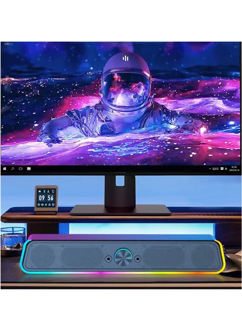 Arabest Computer Speakers, Soundbar Speaker with RGB LED Light and 3.5 mm Aux Connection for Game, TV, Desktop, Laptop - Image 5