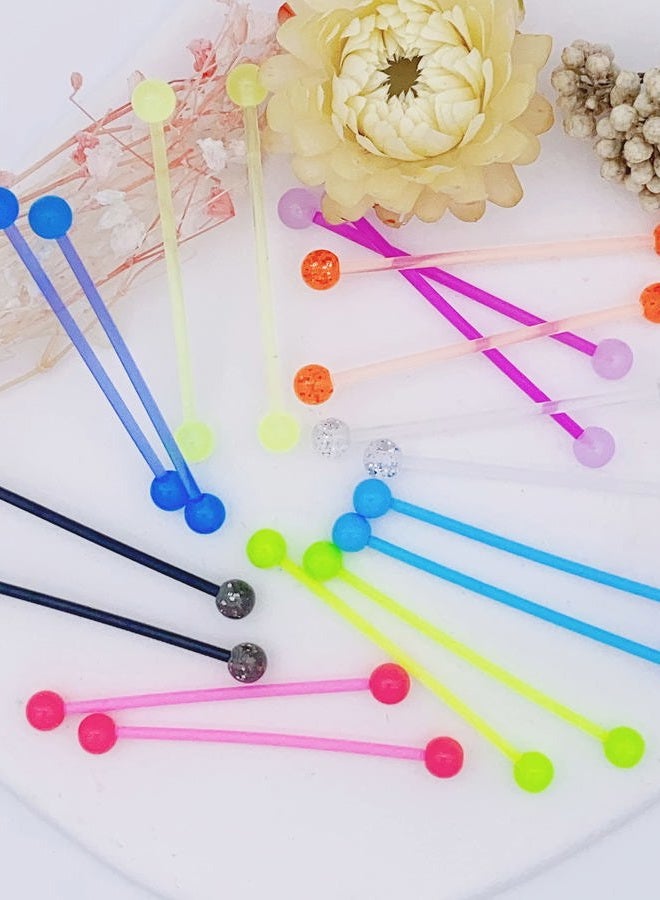 EVELICAL 36PCS 14G Stainless Steel Industrial Barbell Earrings for Women Men Acrylic Cartilage Helix Body Piercing Jewelry 38mm 1&1/2 Inch Piercing Bar, Acrylic, no gemstone - Image 5
