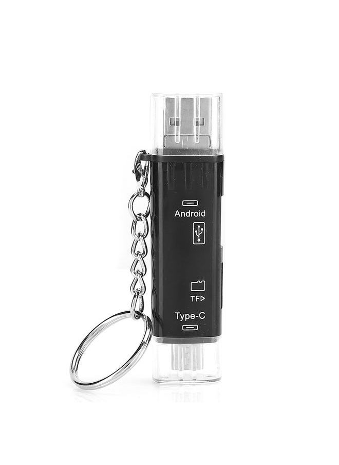 Thoraya New 3.1type-c dual-use card reader otg multi-function card reader five-in-one mobile phone card reader tf card black  - Image 1