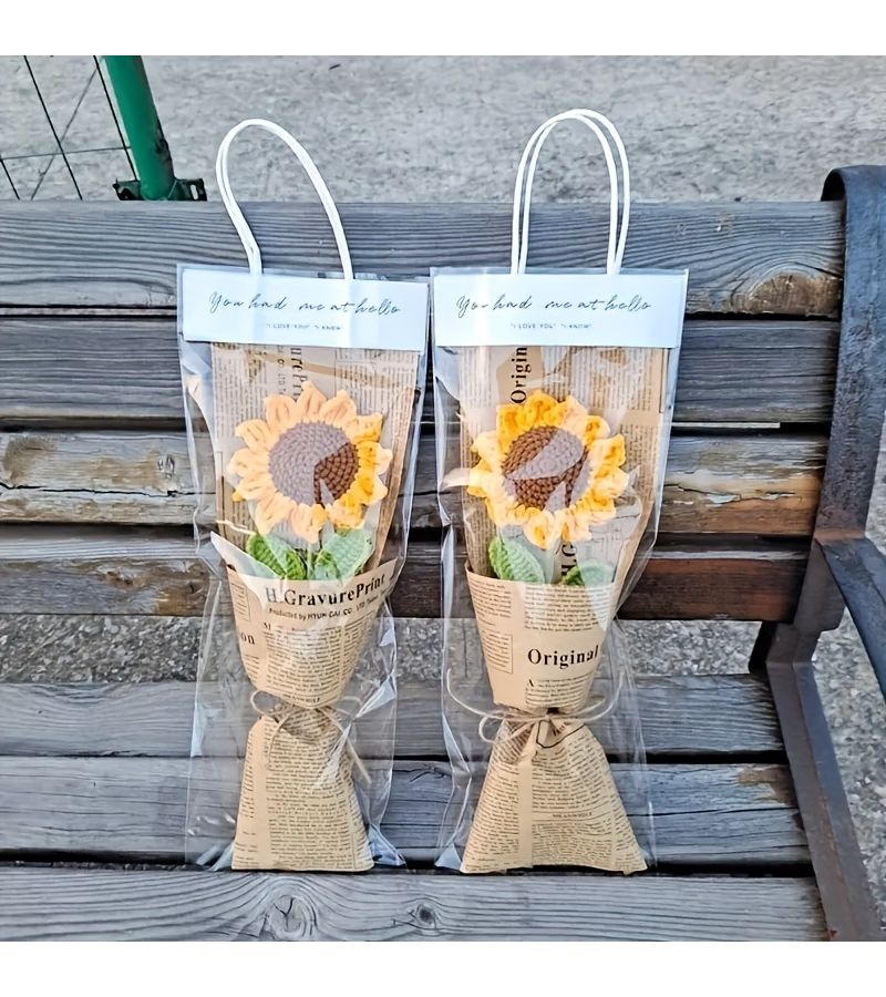 5 Bag Handmade Sunflower Artificial Flowers Gift for Women Birthday Gift for Her Home Kitchen Wedding Party Office Decor Valentine Mother Day - Image 1