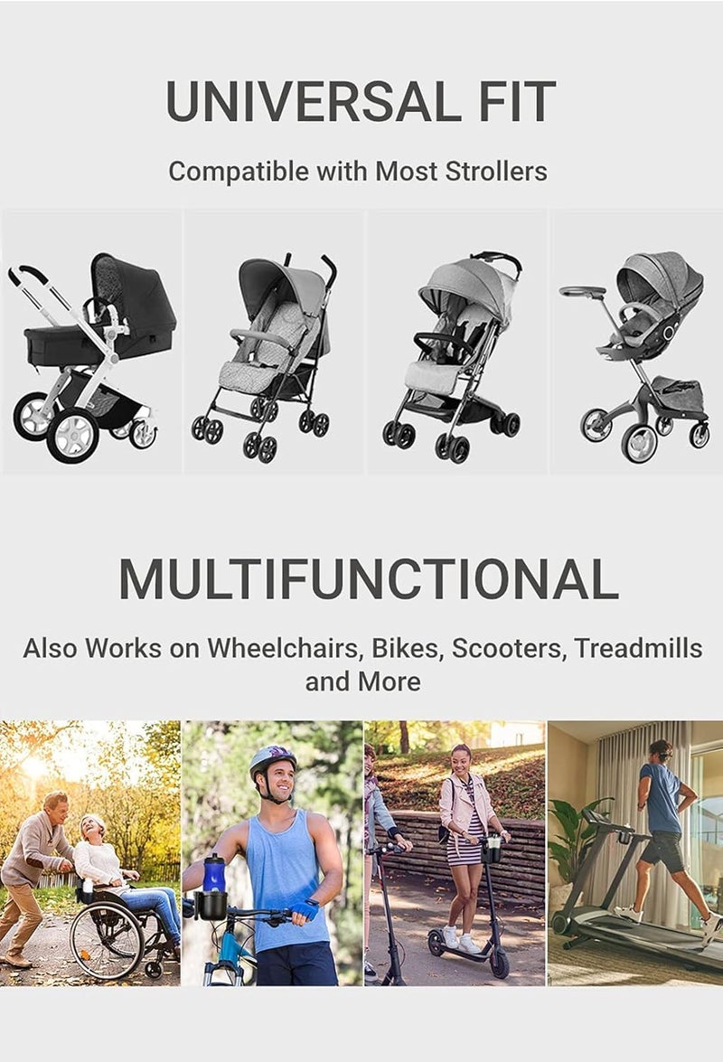 ZAMZIN Stroller Cup & Phone Holder, 2-in-1 Organizer for Strollers, Bikes, Wheelchairs, Walkers, Silicone Bottle Holder Compatible with Uppababy, Nuna, Bugaboo | Practical Accessory & Gift - Image 4
