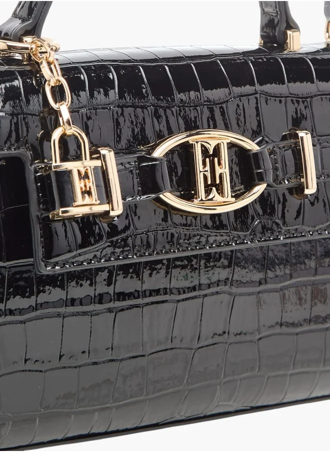 ايل Womens Textured Satchel Bag With Detachable Strap And Flap Closure