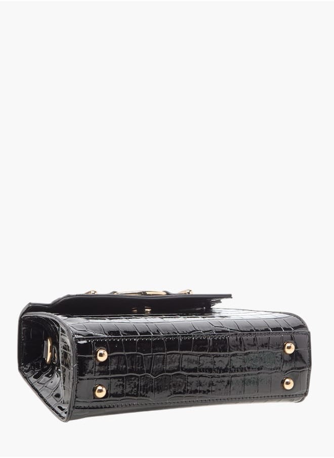 ELLE - Womens Textured Satchel Bag With Detachable Strap And Flap Closure - Image 1
