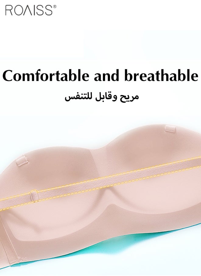 roaiss Women's Strapless Invisible Bra 2-Piece Detachable Shoulder Strap Thin Anti Slip Breathable Dress Bra  - Image 2