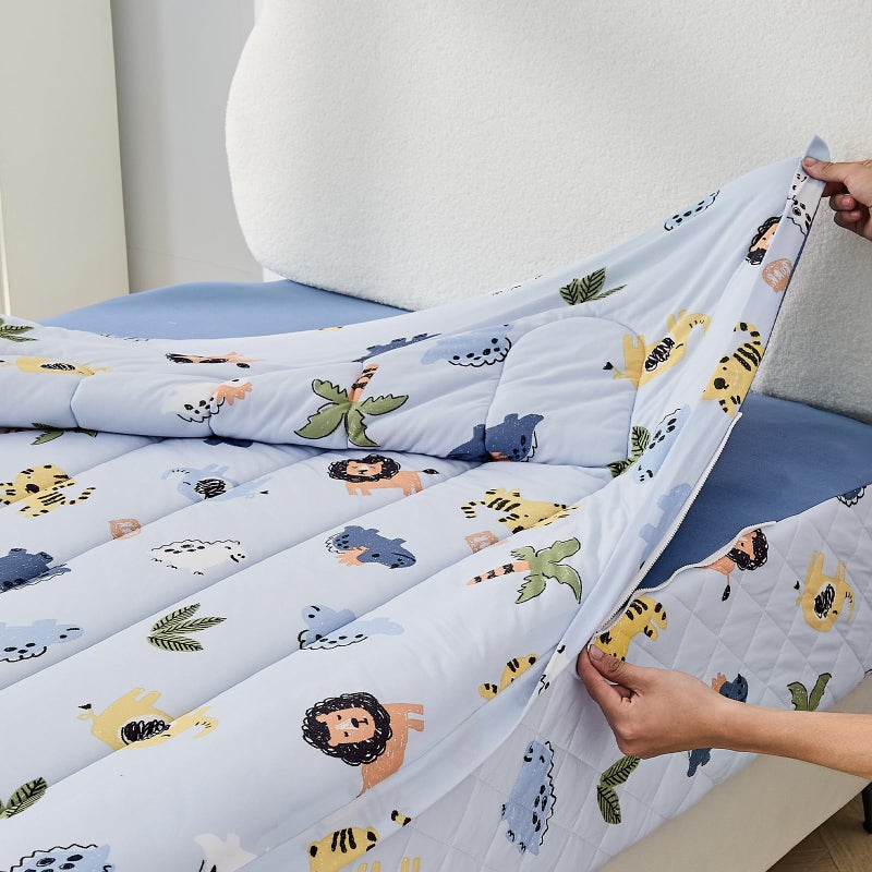 Bestier Twin Size 4Pcs Kids Comforter Sets, Zipper Bedding Set, Kids Bedding Set Cartoon Comforter for Kid, Zipper Bedding Certified - OEKO-TEX100 (Blue, Twin, 39"x75") - Image 2