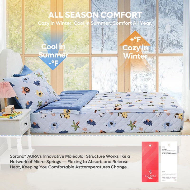 Bestier Twin Size 4Pcs Kids Comforter Sets, Zipper Bedding Set, Kids Bedding Set Cartoon Comforter for Kid, Zipper Bedding Certified - OEKO-TEX100 (Blue, Twin, 39"x75") - Image 4