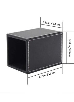 Oasisgalore Black PU Leather Square Pens Pencils Holder Cup Desktop Stationery Organizer Case Office Accessories  - Image 3