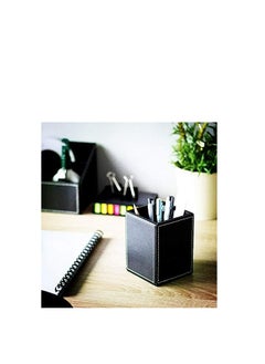 Oasisgalore Black PU Leather Square Pens Pencils Holder Cup Desktop Stationery Organizer Case Office Accessories  - Image 5
