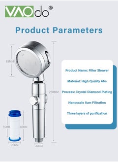 VAOdo 7PCS Handheld Shower Turbo Water Saving Spa Shower with Filter Retractable Shower Set  - Image 2
