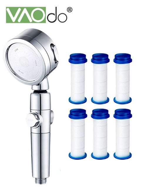 7PCS Handheld Shower Turbo Water Saving Spa Shower with Filter Retractable Shower Set