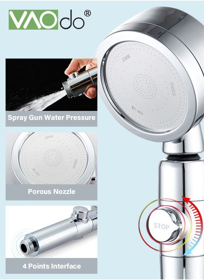 7PCS Handheld Shower Turbo Water Saving Spa Shower with Filter Retractable Shower Set