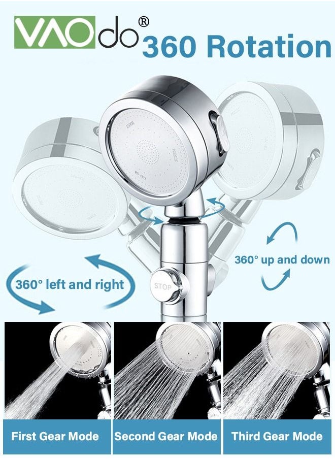 7PCS Handheld Shower Turbo Water Saving Spa Shower with Filter Retractable Shower Set